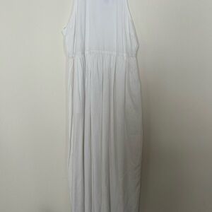 NWT Crown & Ivy Linen Blend Midi Dress Pure White Sz 10 Bohemian,beachy